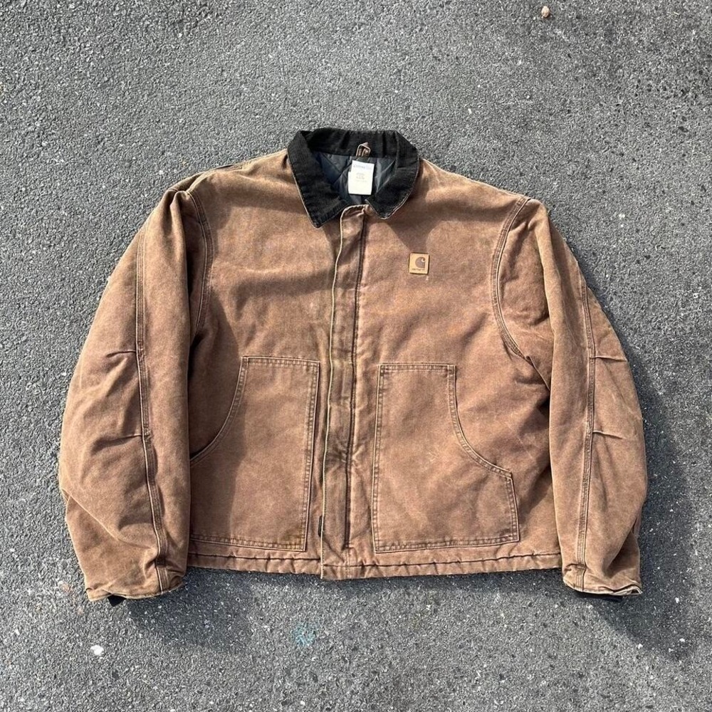 1990s Sunfaded Chocolate Carhartt Detroit Jacket Size 2XL🍫